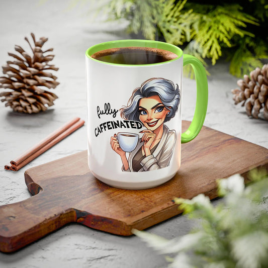 Fully Caffeinated Coffee Mug: Fun & Colorful Ceramic Cup Rainbow Chaos Art Studio