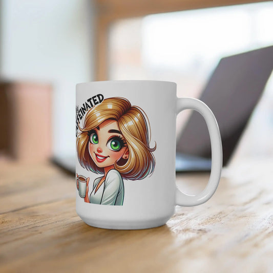 Caffeinated Coffee Mug: 15oz Ceramic, Dishwasher Safe Rainbow Chaos Art Studio
