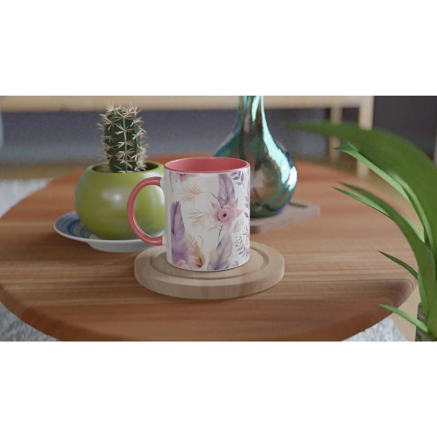 White 11oz Ceramic Mug with Color Inside Rainbow Chaos Art Studio