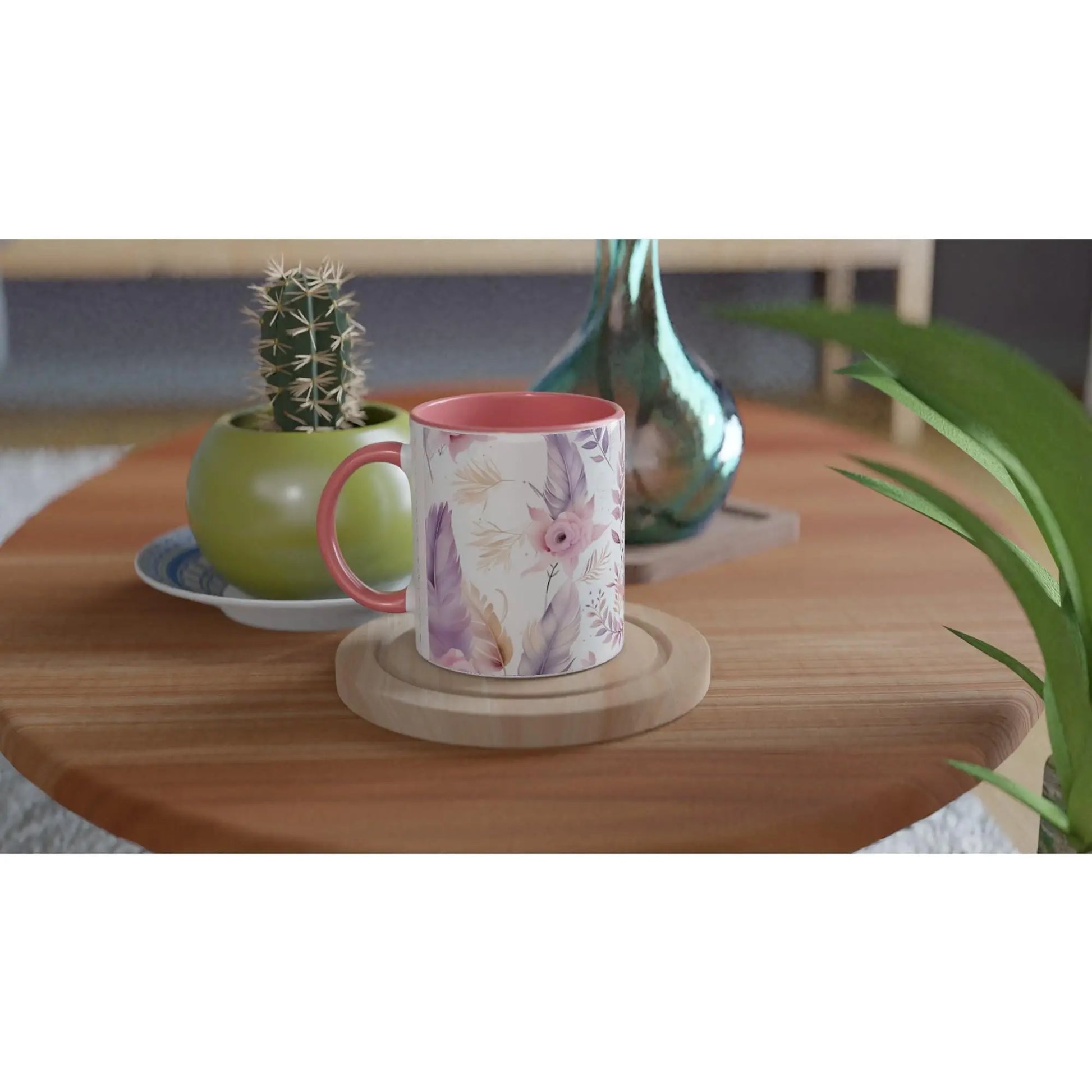 White 11oz Ceramic Mug with Color Inside Rainbow Chaos Art Studio
