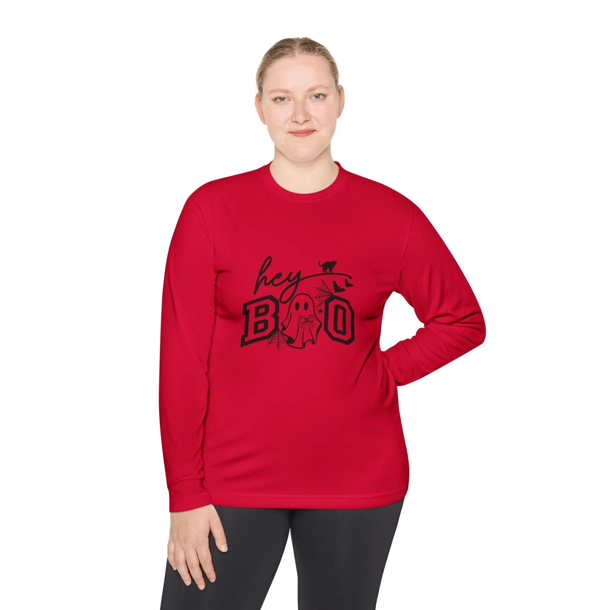 Halloween Ghost Long Sleeve Tee: Spooky Season Polyester Shirt Rainbow Chaos Art Studio