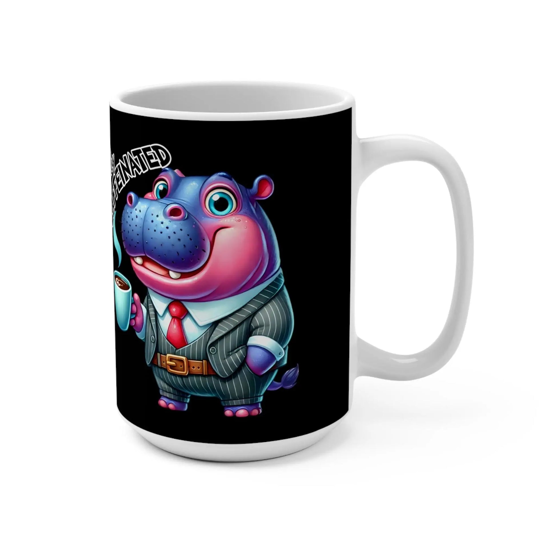 Caffeinated Hippo Mug - Fun Coffee Cup, Cute Animal Gift, Office Coffee Mug, Unique Birthday Present, Quirky Home Decor Rainbow Chaos Art Studio