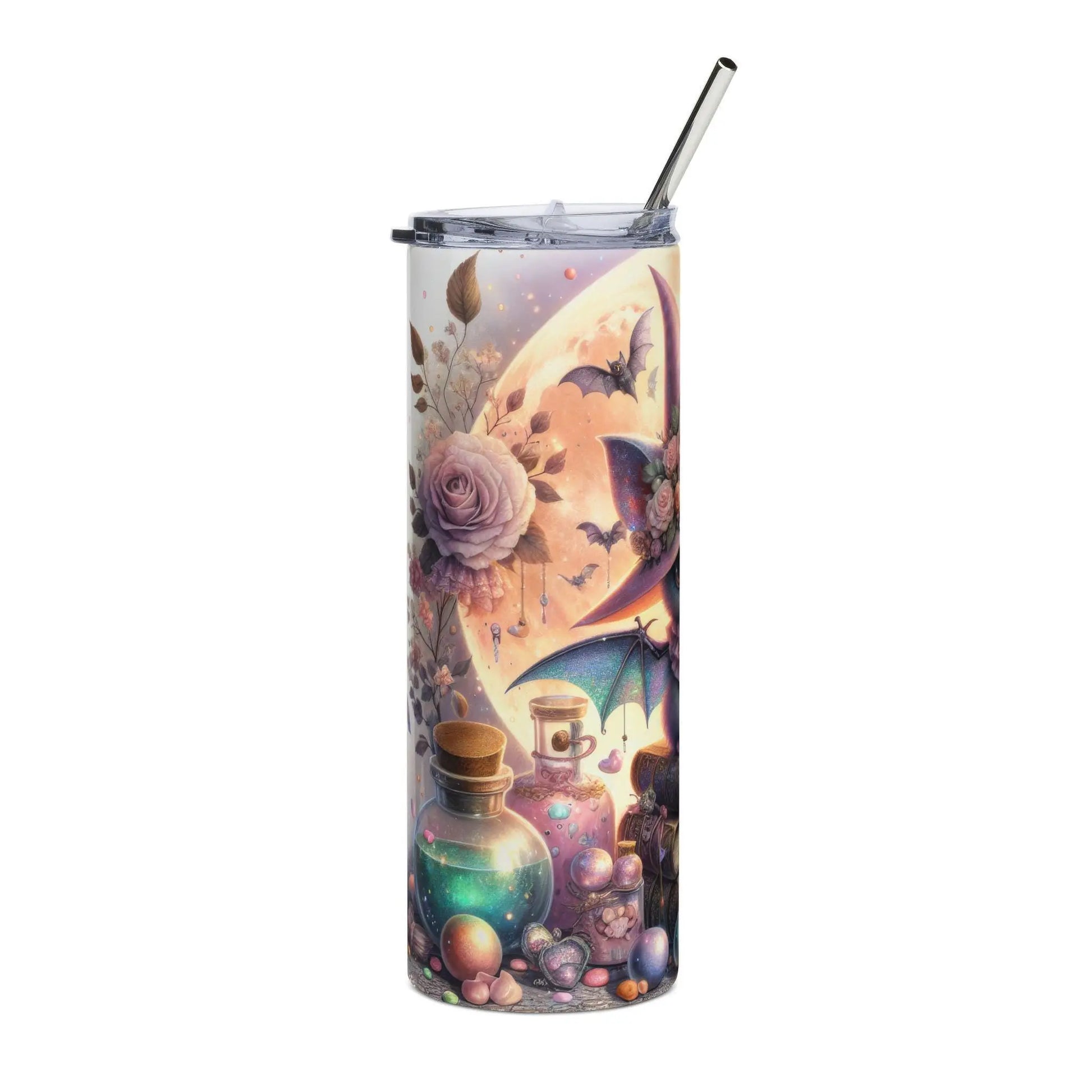 Magical Cat Tumbler: 20oz Stainless Steel Witchy Drinkware Rainbow Chaos Art Studio